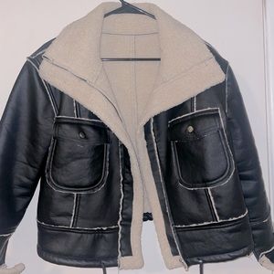 Leather and Sherpa jacket